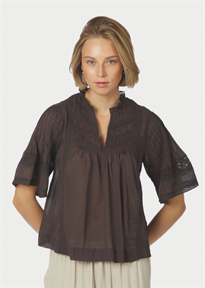 Siama s voile bluse Mørkebrun Neo Noir 
